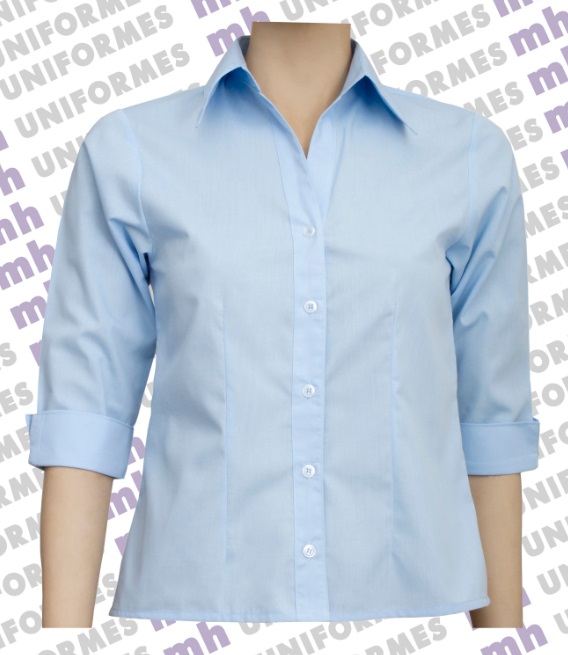 Camisa Feminina Manga 3/4 Azul Claro