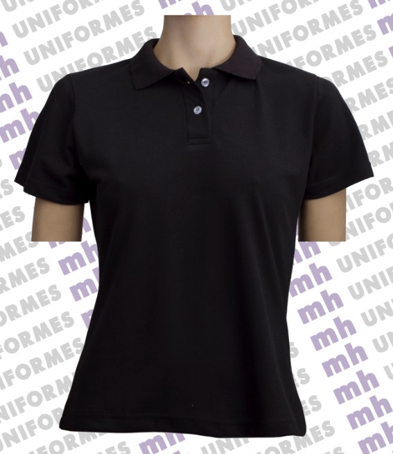 Camiseta Polo Feminina Em Piquet Preto