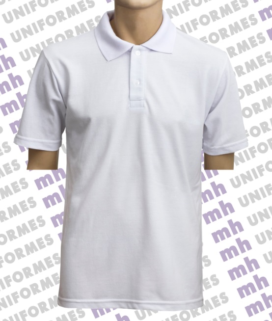 Camiseta Polo Masculina Manga Curta Branca