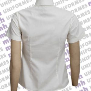 Camisa Social Feminina Manga Curta Creme