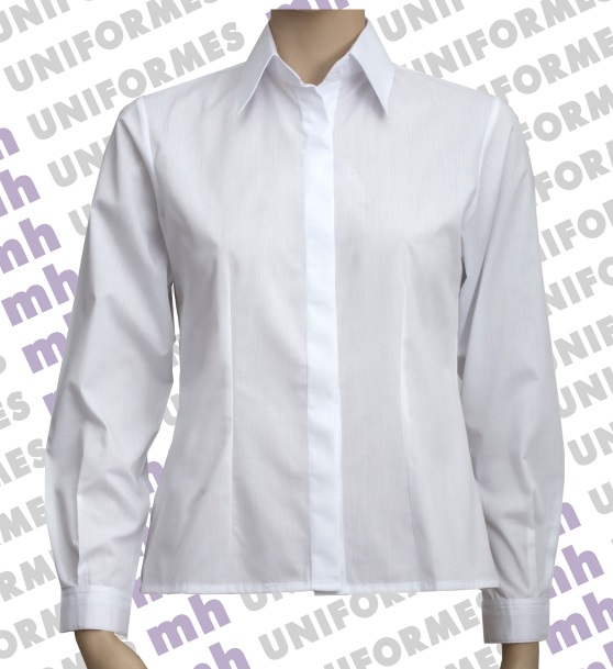 Camisa social feminina manga longa branca - MH Uniformes